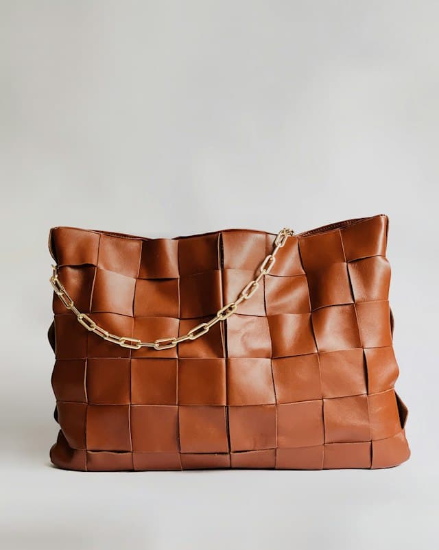 Woven leather tote